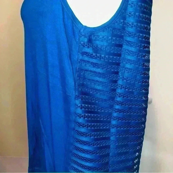 Lemon Tree Women Large Royal Blue Hi low Tank Top Soft Stretch Back Faux Wrap - Picture 4 of 11